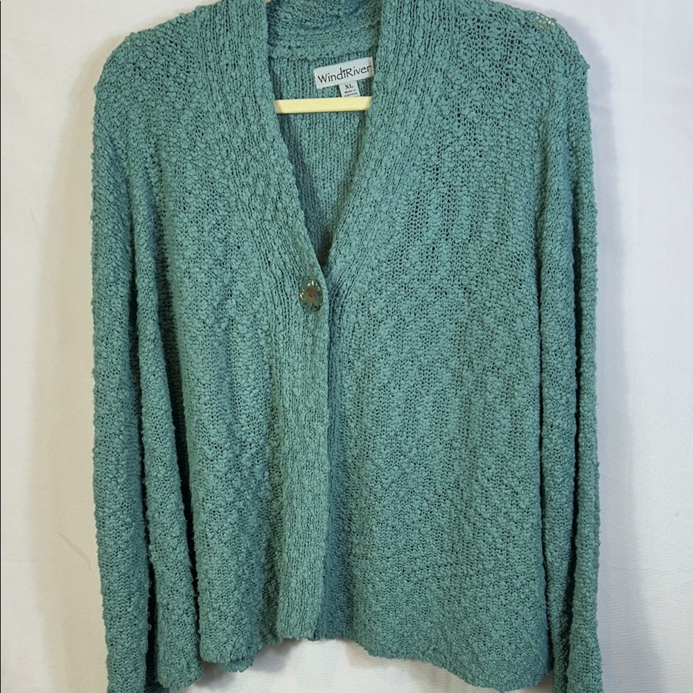 Wind River Teal popcorn style one button cardigan size XL excellent condition
